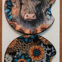 Highland Cow Car Coaster Set