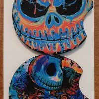 Psychedelic Skeleton Car Coaster Set