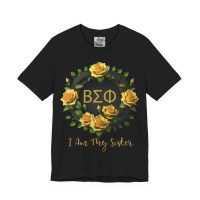 Beta Sigma Phi wreath of yellow roses Tee | I Am Thy Sister script